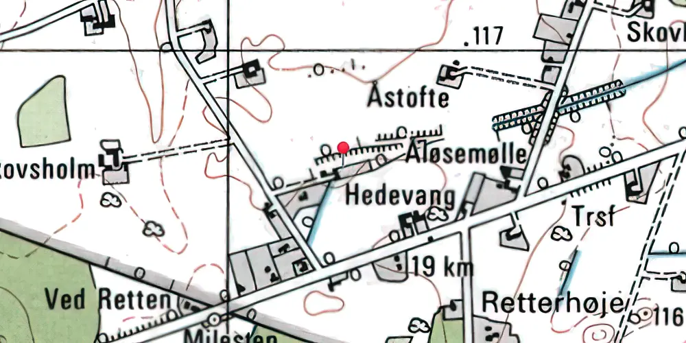 Historisk kort over Åløse Trinbræt med Sidespor