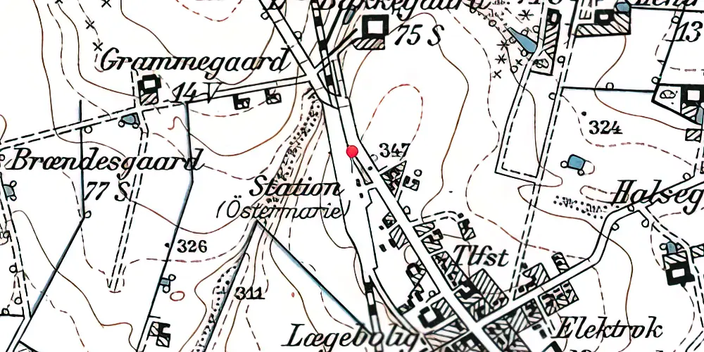 Historisk kort over Østermarie Station