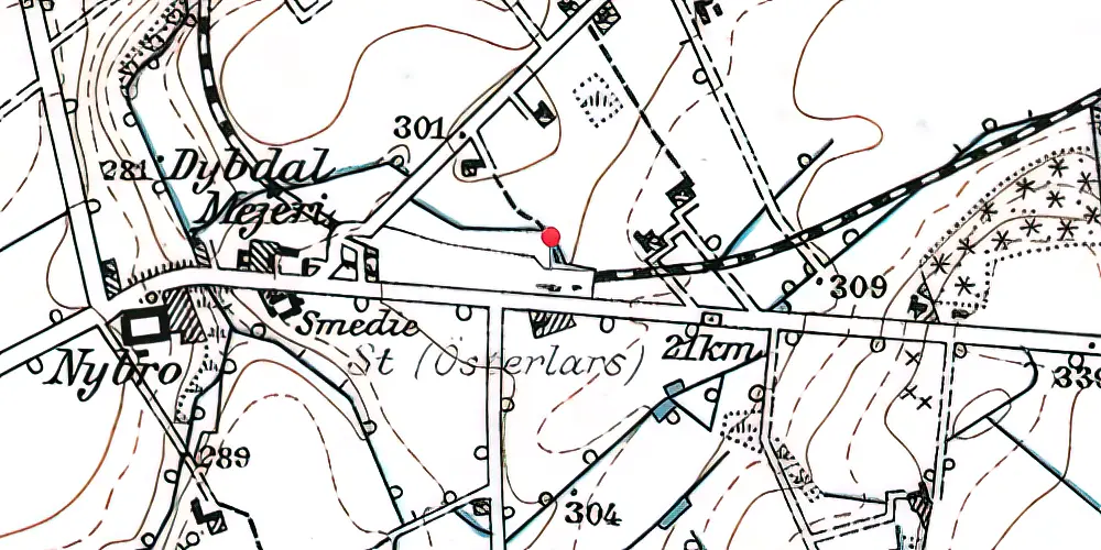 Historisk kort over Østerlars Station