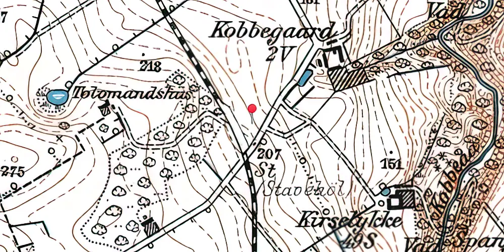 Historisk kort over Stavehøl Trinbræt