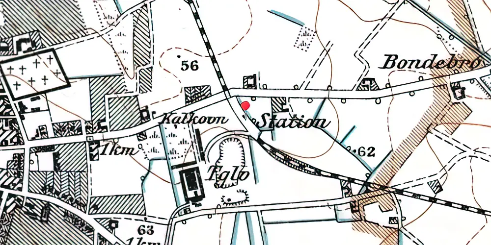 Historisk kort over Rønne Øst Billetsalgssted