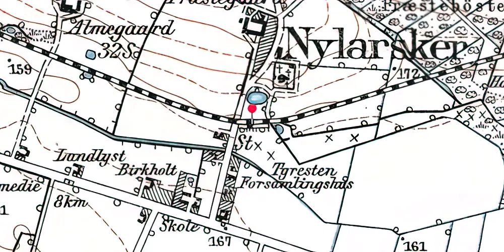 Historisk kort over Nylars Trinbræt