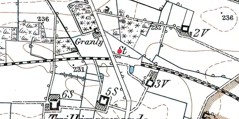 Historisk kort over Tvillinggårde Trinbræt med Sidespor
