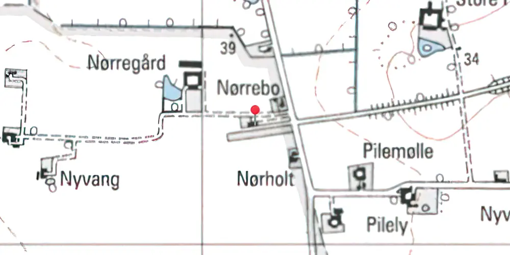 Historisk kort over Pilemølle Billetsalgssted