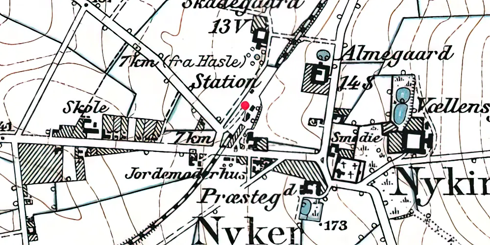 Historisk kort over Nyker Station 