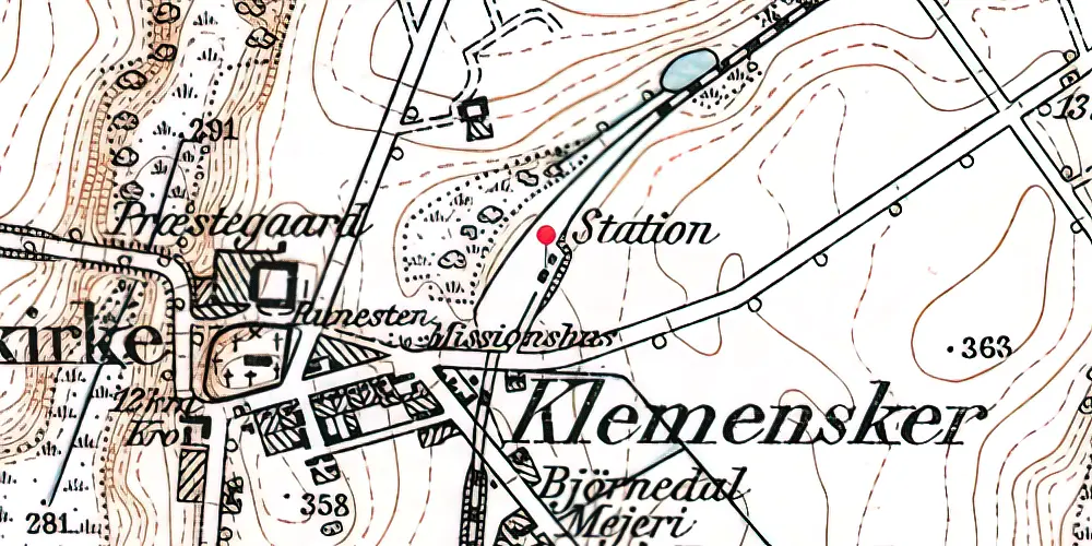 Historisk kort over Klemensker Station