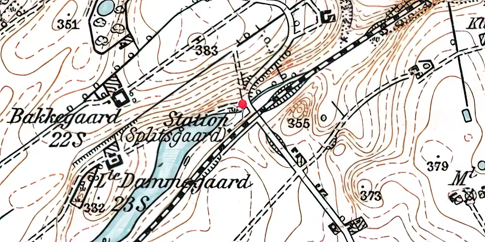 Historisk kort over Splidsgård Trinbræt med Sidespor