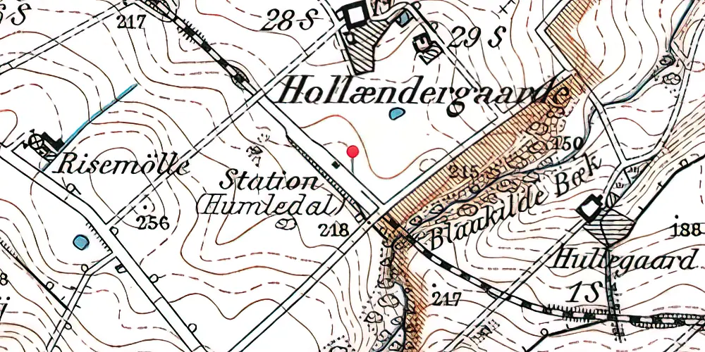 Historisk kort over Humledal Station