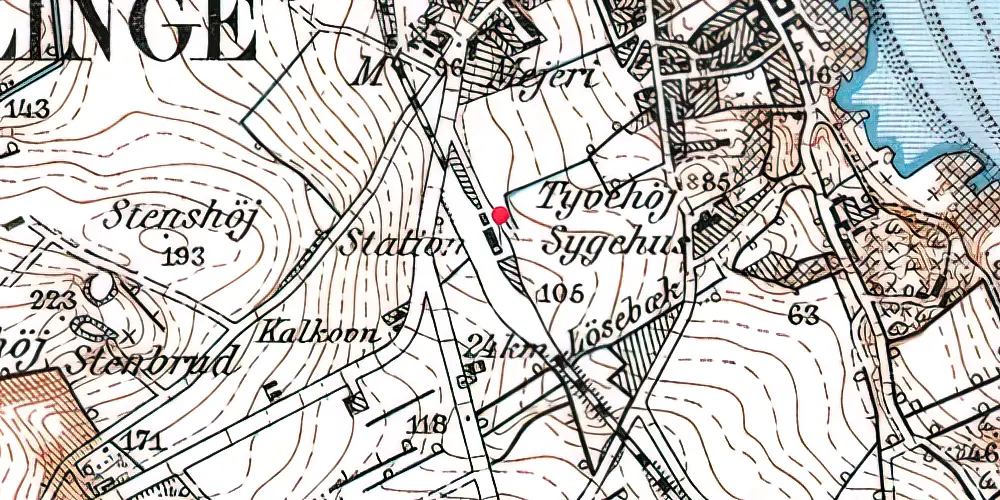 Historisk kort over Allinge Station
