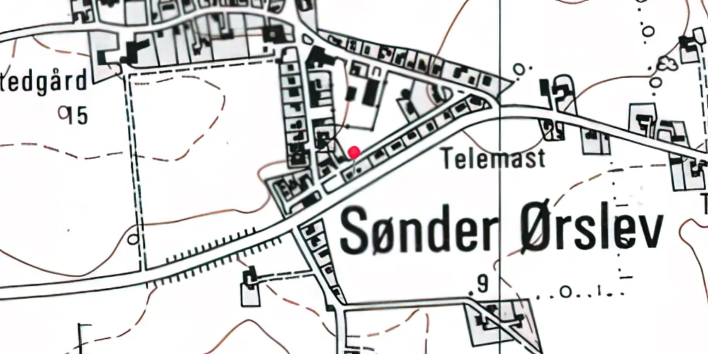 Historisk kort over Sønder Ørslev Station