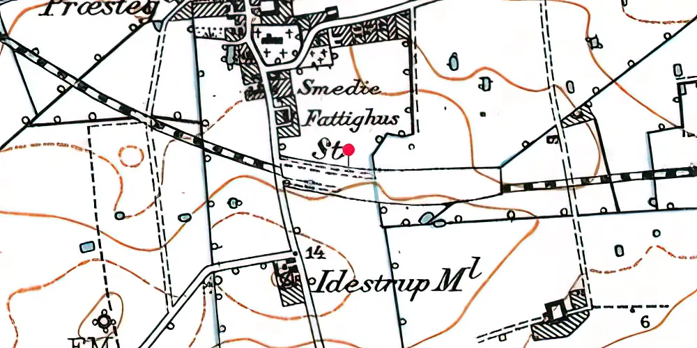 Historisk kort over Idestrup Holdeplads