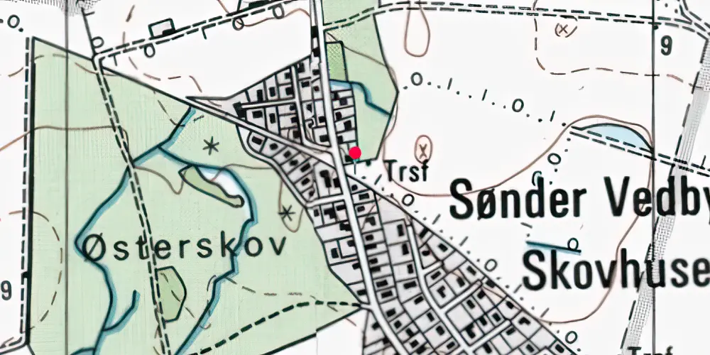 Historisk kort over Sønder Vedby Trinbræt 