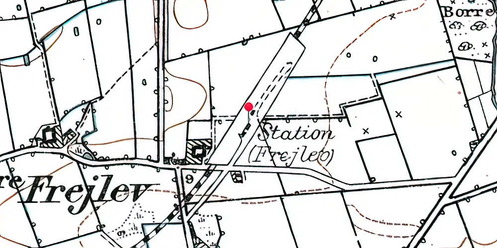 Historisk kort over Frejlev Station