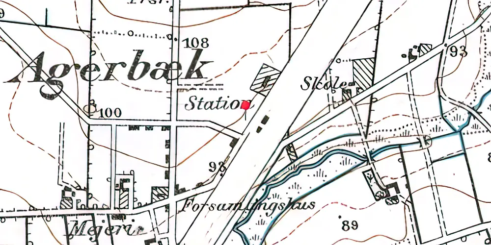 Historisk kort over Agerbæk Station
