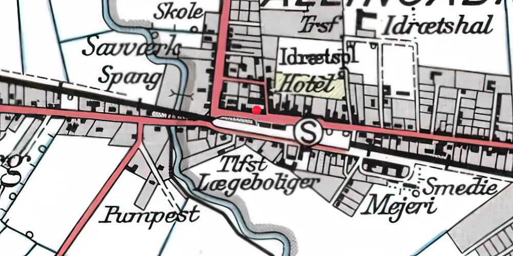 Historisk kort over Allingåbro Station