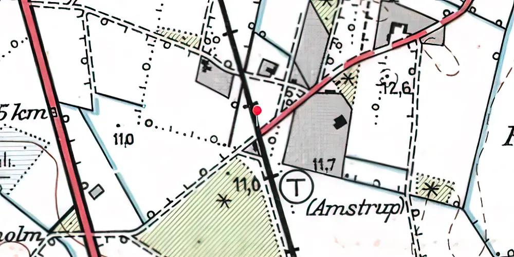 Historisk kort over Amstrup Trinbræt 
