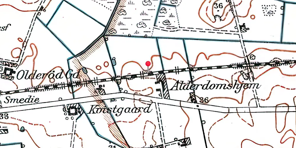 Historisk kort over Bagmarken Trinbræt 