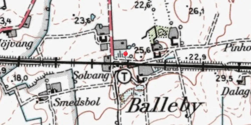 Historisk kort over Balleby Trinbræt med Sidespor