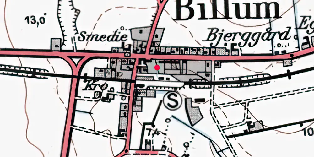 Historisk kort over Billum Station