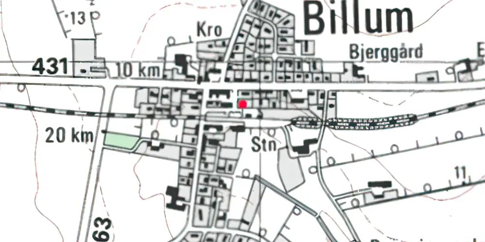 Historisk kort over Billum Trinbræt