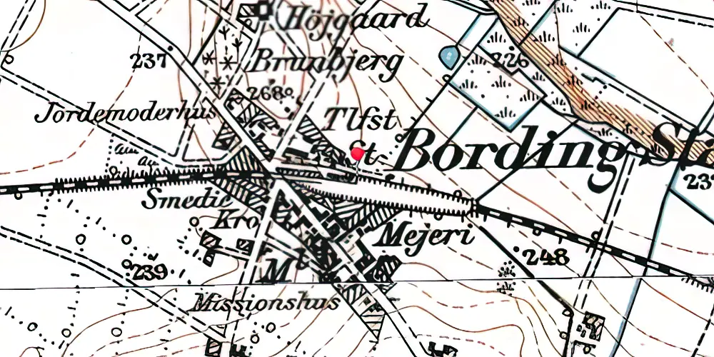 Historisk kort over Bording Station