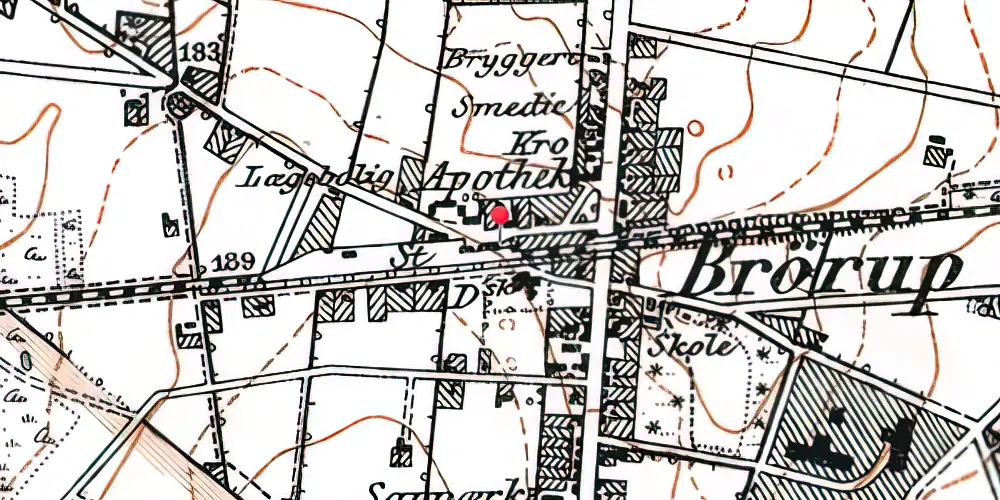 Historisk kort over Brørup Station 
