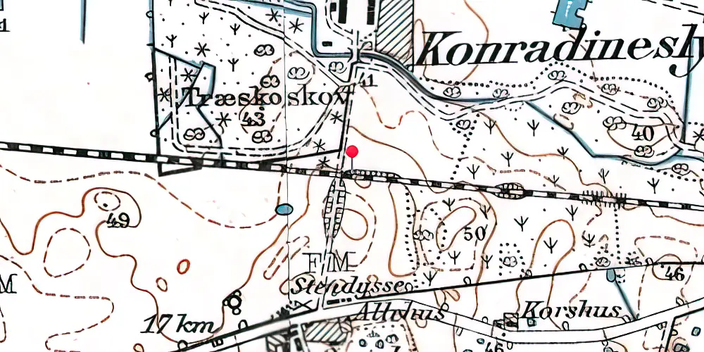Historisk kort over Conradineslyst Trinbræt 