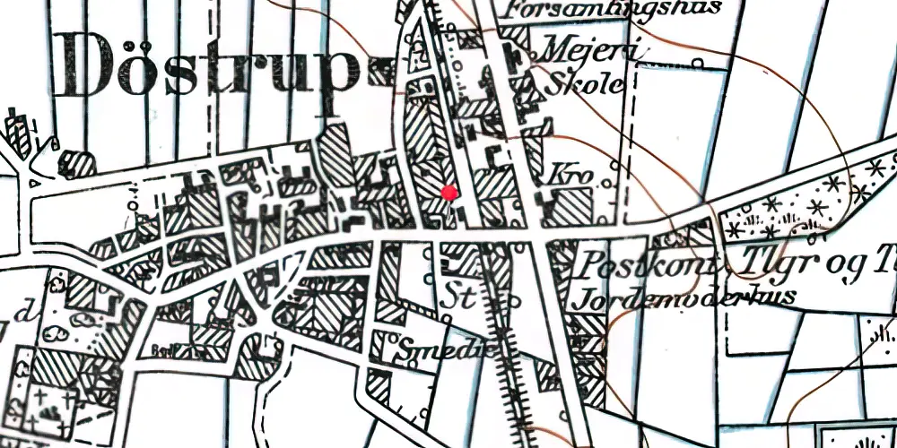 Historisk kort over Døstrup (Sønderjylland) Station [1887-1967]