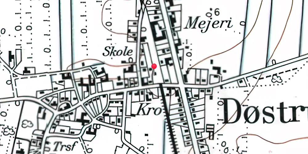 Historisk kort over Døstrup (Sønderjylland) Station 