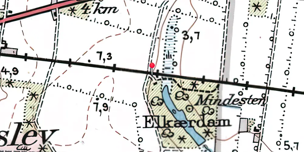 Historisk kort over Elkærdam Trinbræt