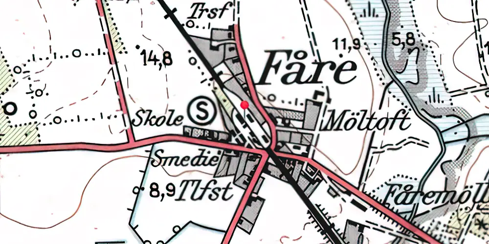 Historisk kort over Fåre Station