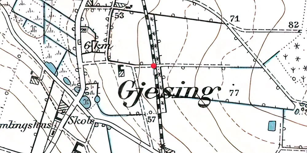 Historisk kort over Gjesing Trinbræt 
