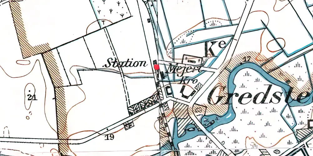 Historisk kort over Gredstedbro Station 