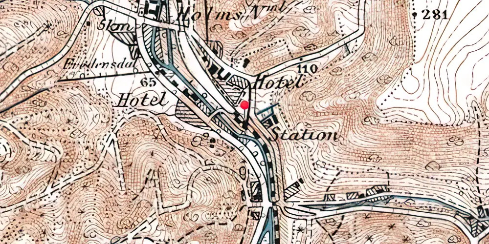Historisk kort over Grejsdal Station [1914-1968]