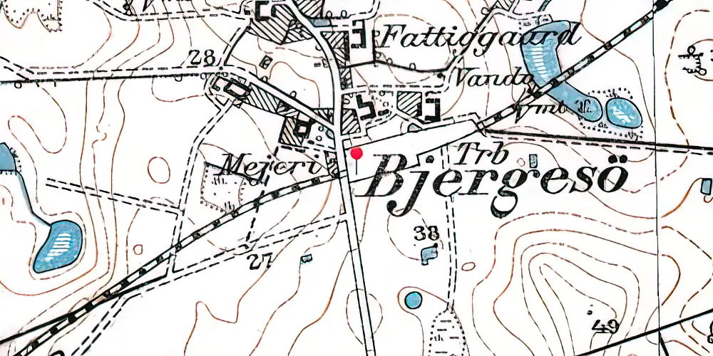Historisk kort over Bjergesø Station