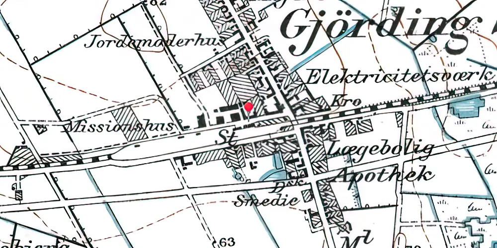 Historisk kort over Gørding Station