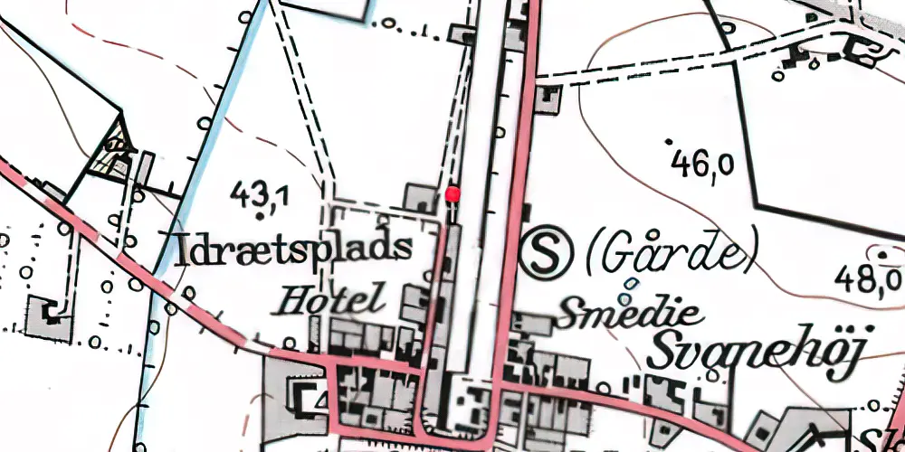 Historisk kort over Gårde Station [1920-1970]