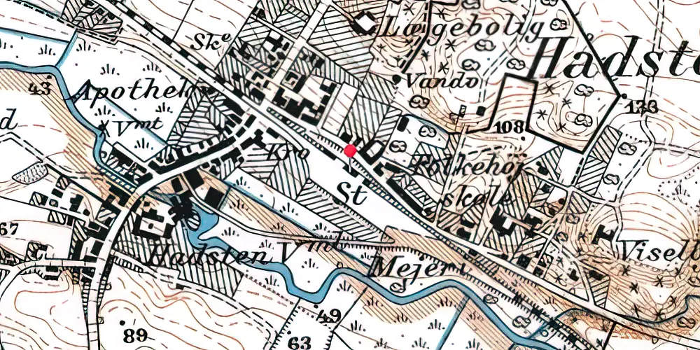 Historisk kort over Hadsten Station [1862-1991]