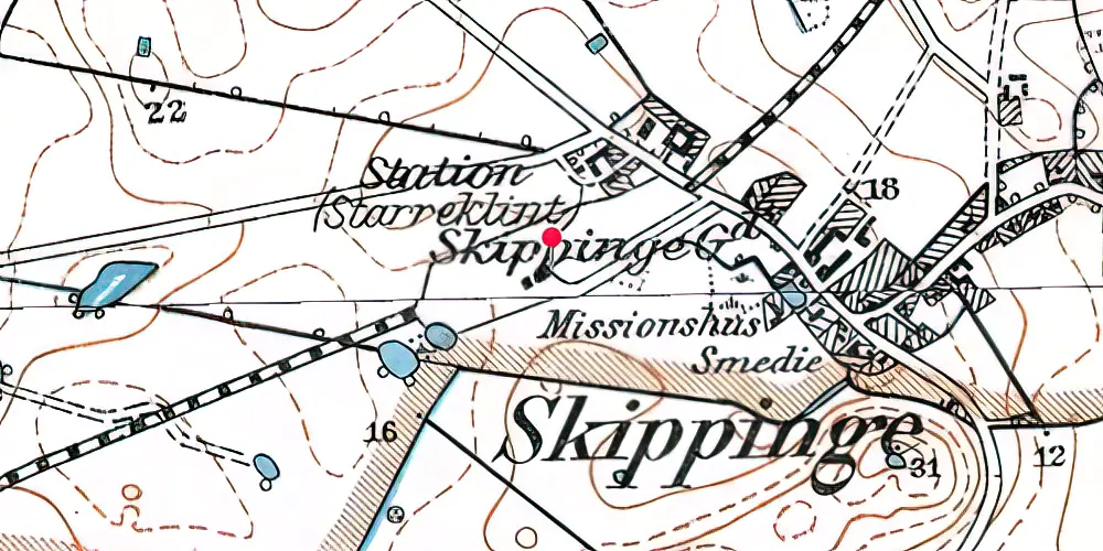 Historisk kort over Starreklinte Station