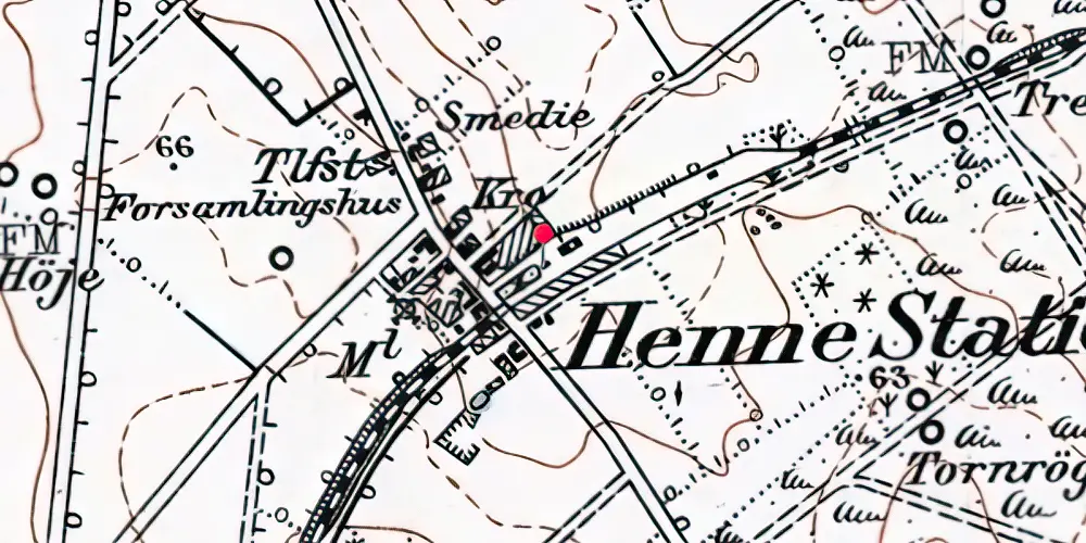 Historisk kort over Henne Station