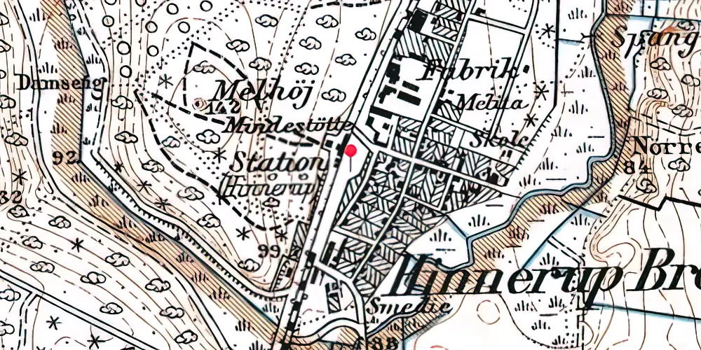 Historisk kort over Hinnerup Station [1911-1979]