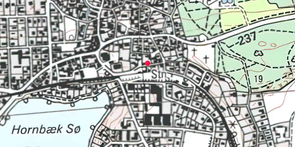 Historisk kort over Hornbæk Station