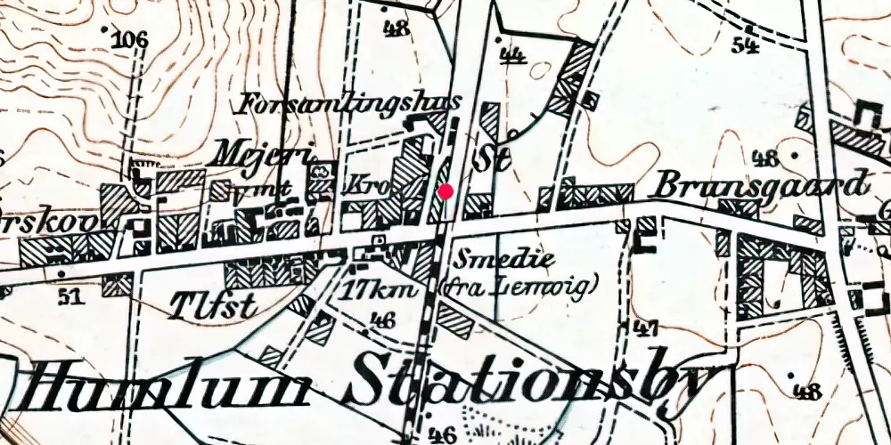 Historisk kort over Humlum Trinbræt 