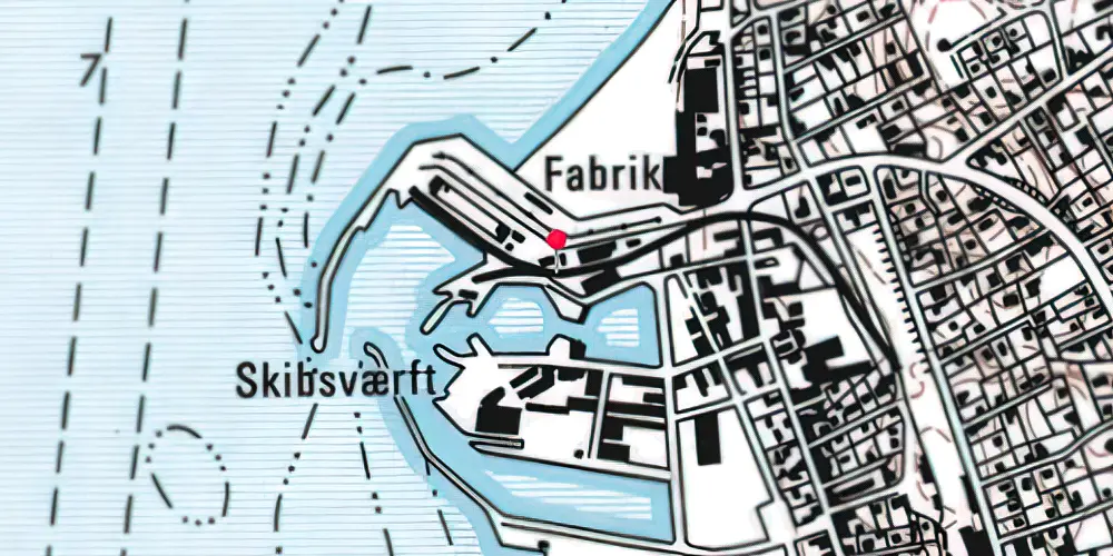 Historisk kort over Hundested Havn Trinbræt