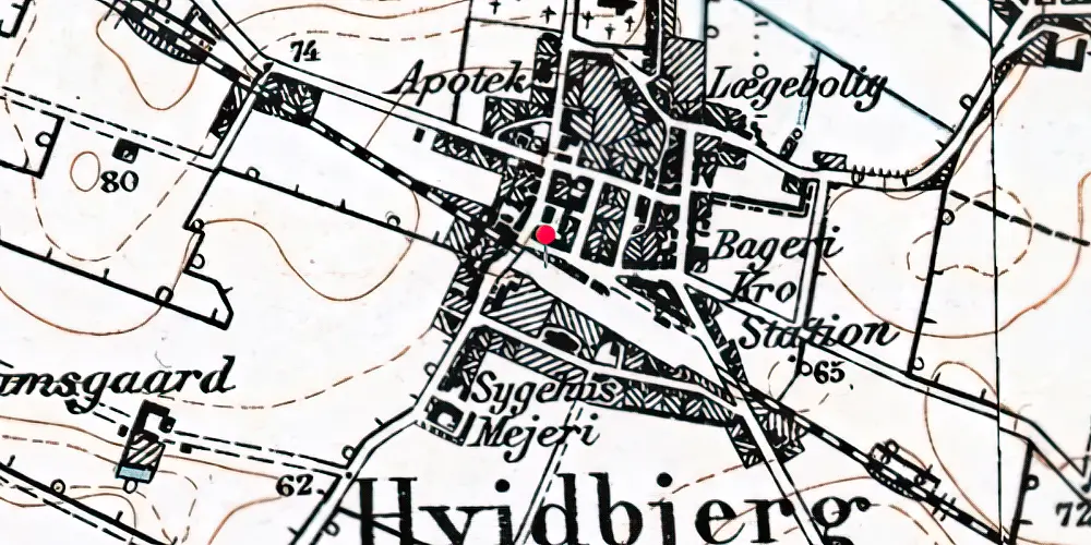 Historisk kort over Hvidbjerg Trinbræt