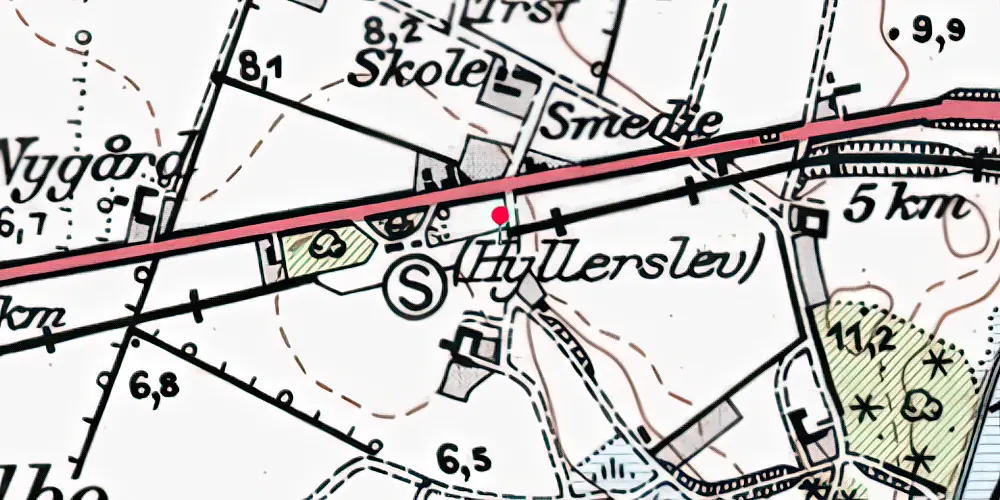 Historisk kort over Hyllerslev Station