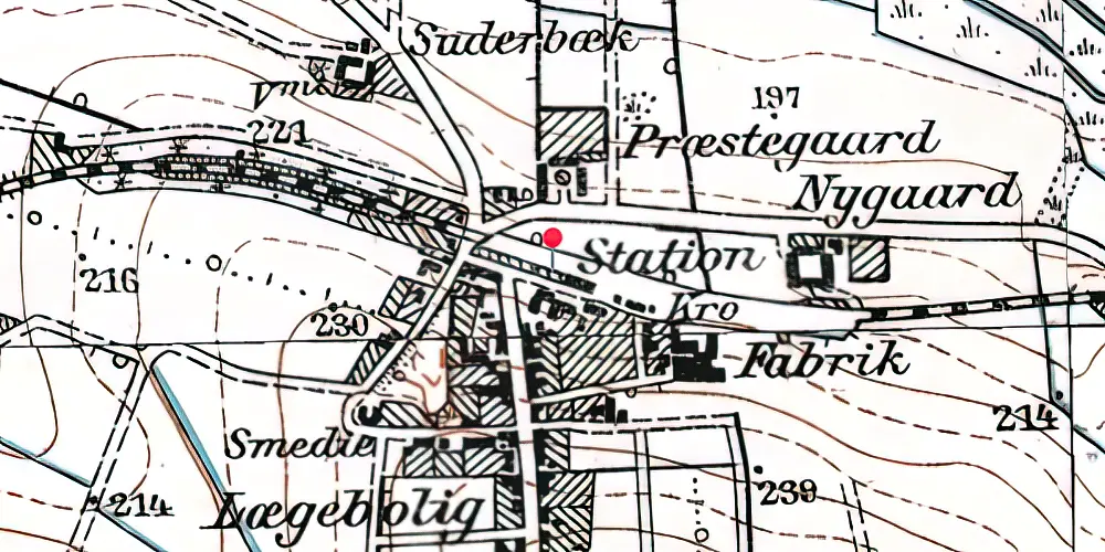 Historisk kort over Ikast Station 