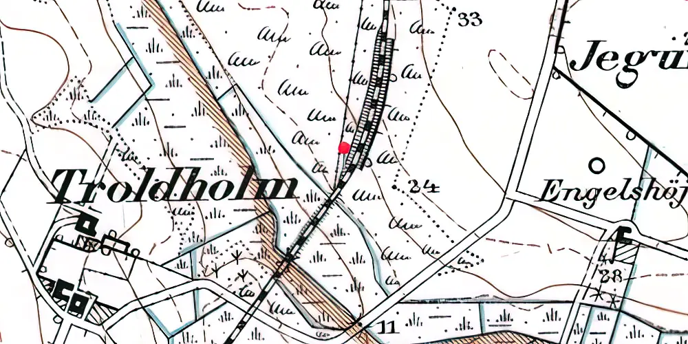 Historisk kort over Jegum Trinbræt