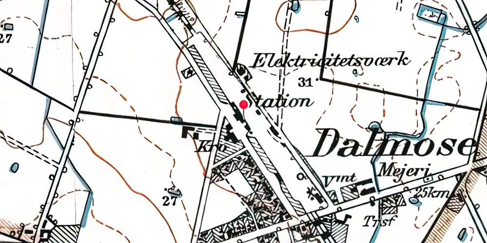Historisk kort over Dalmose Station 