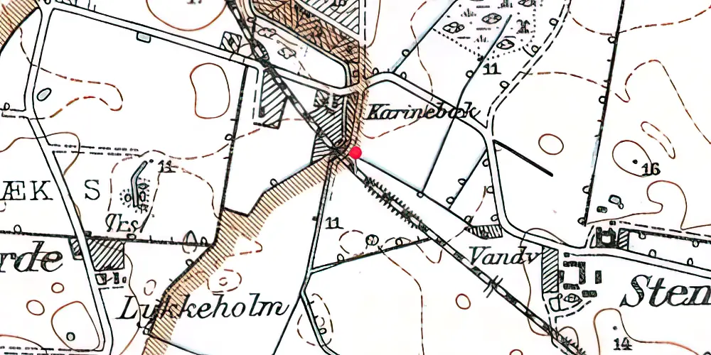 Historisk kort over Karinebæk Trinbræt